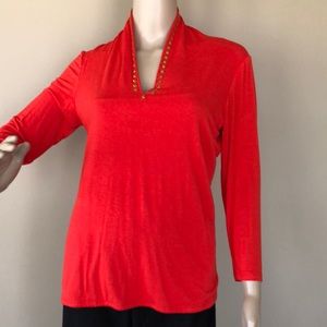 Premise bright orange top w gold details